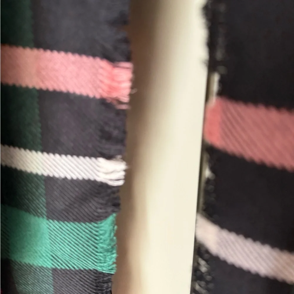 NWT Ann Taylor Raiza Plaid Blanket Scarf Approx 22x78 Green White Pink Black